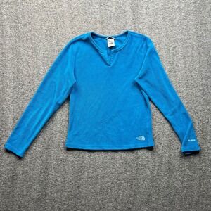 The North Face TKA Micro Fleece Pullover Womens Small Blue Split Neck AE7L